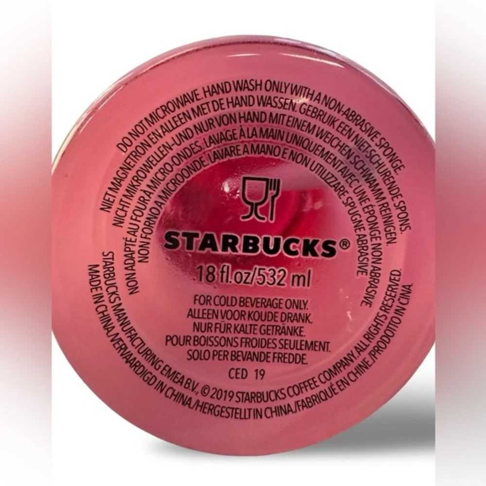 Starbucks Pink Glass‎ Ombre Cold Cup 18oz  Rare 2019